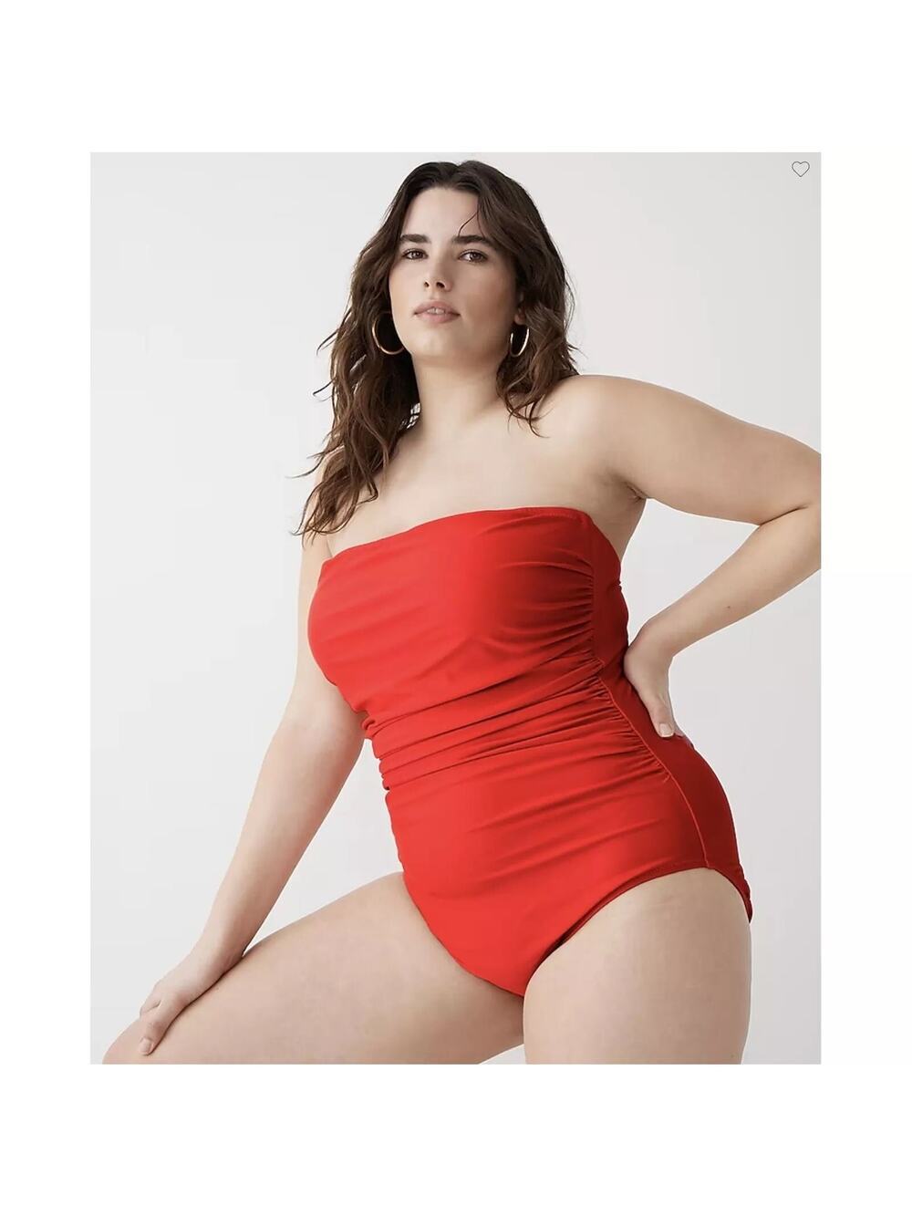 NWT J. Crew Ruched Bandeau One-Piece Swimsuit BC115 Bright Cerise Womens Size 24